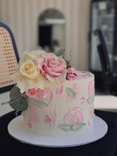 Load image into Gallery viewer, Painted Floral Buttercream Cake
